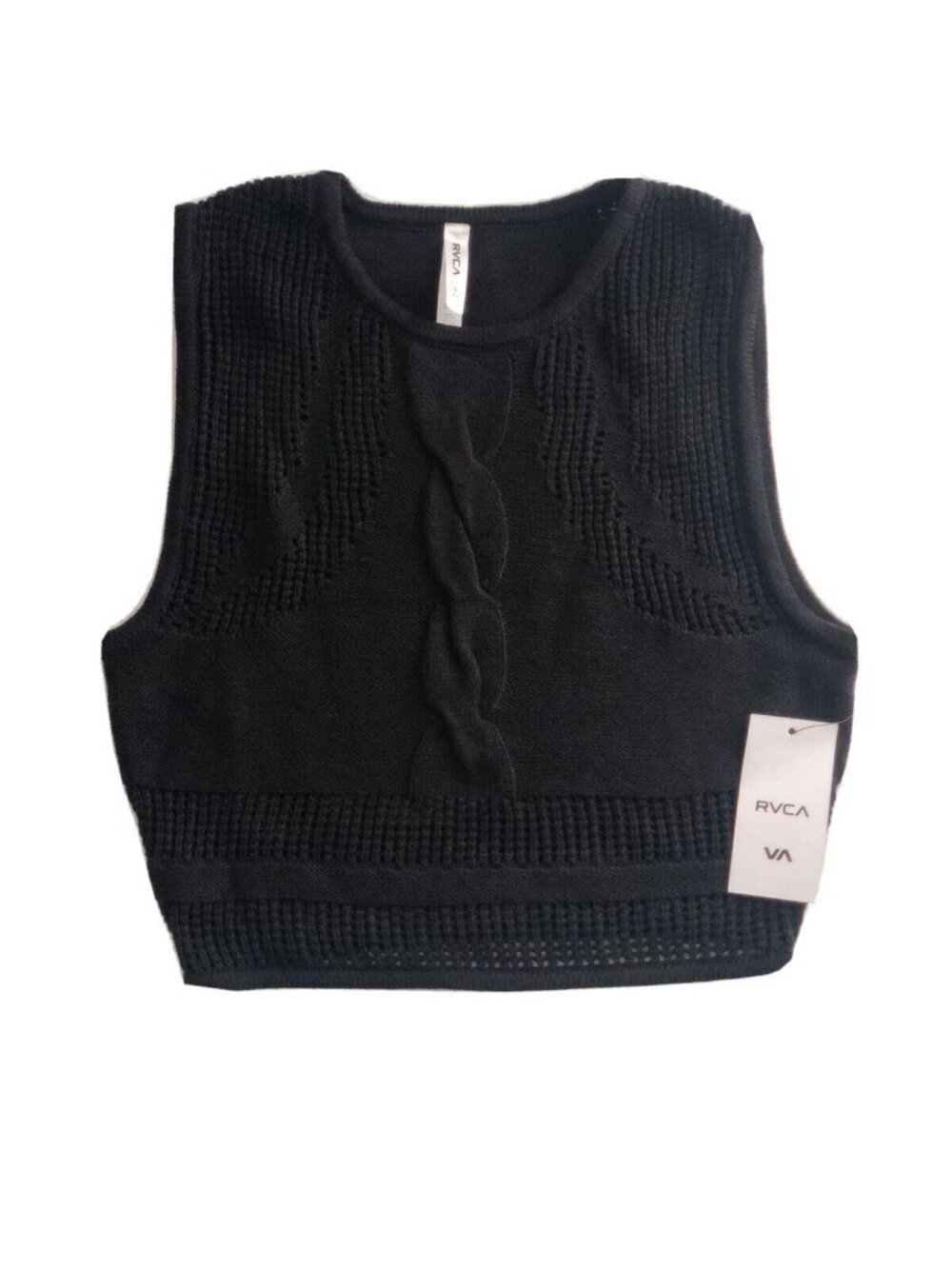 RVCA Number One Cable Knit Crop Sweater Sleeveless Size S M L - Picture 5 of 9
